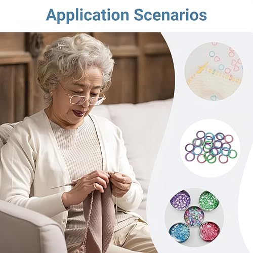 Image of Wonafa 50Pcs Round Metal Stitch Markers,Metal Colorful Crochet Stitch Markers,with Storage Box for Crocheting Clothing Tag DIY Craft Project (Orbicular-50Pcs)