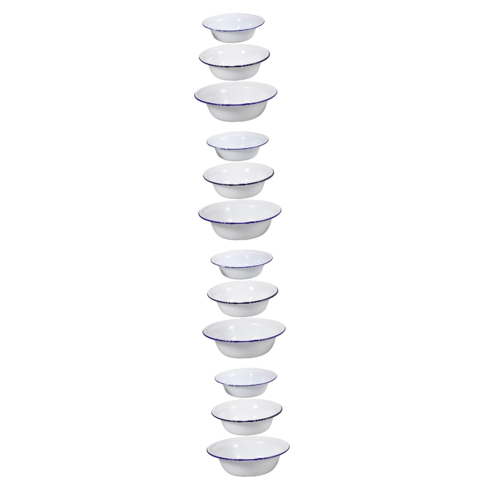 MAGICLULU 12 Pièces Ensemble De Lavabos En Émail Bols Gigognes En Émail Bols De Cuisine Bol De Riz En Émail Bol De Pâtes Grands Bols à Soupe Bol De Soupe Saladier En Émail Bols Pho Blanche