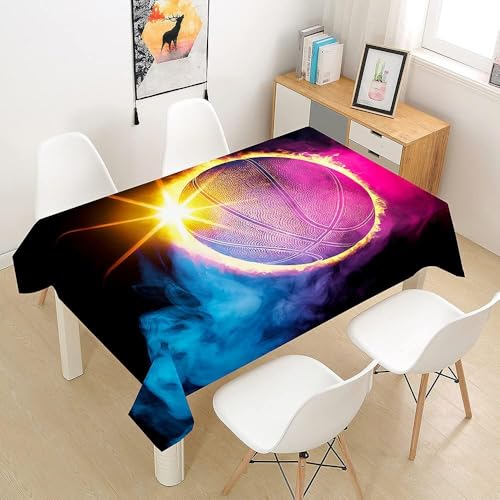 Aozhiswe Mantel Antimanchas Cuadrada Baloncesto Mantel de Mesa Estampado de Acuarela 140x140 cm Manteles Impermeable Poliéster Protector Comedor para Interior Exterior a-8703