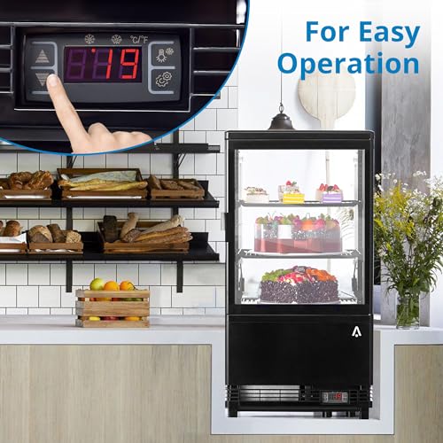 Image of GarveeLife 2.0 Cu.Ft Countertop Commercial Display Refrigerator | Pastry Cooler with LED, Digital Control, & Rear Sliding Door | Frost-Free Air Cooling for Bakery, Cafe, and Restaurant