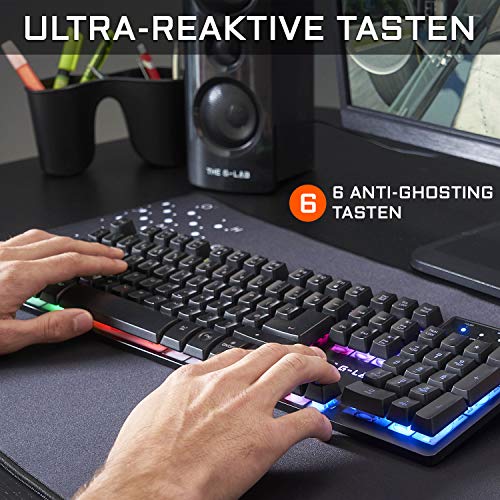 G-LAB Combo Krypton - Gamer-Tastatur und Maus mit LED-Hintergrundbeleuchtung - QWERTZ Gaming-Tastatur USB Anti-Ghosting + 3200 DPI Gaming-Maus mit 6 Tasten - Gamer-Pack PC PS4 PS5 Xbox One (Schwarz) - Image 3