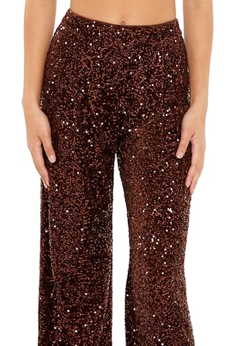 Forever 21 Women's Sequin Velvet High-Rise Pants, Brown4