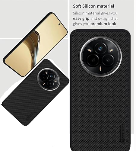 Image of Silicone Back Cover Case Compatible for Realme 14 Pro 5G (Textured Grip Design | Camera Protetion | Slim and Light Weight | Soft Touch and Feel | Black)