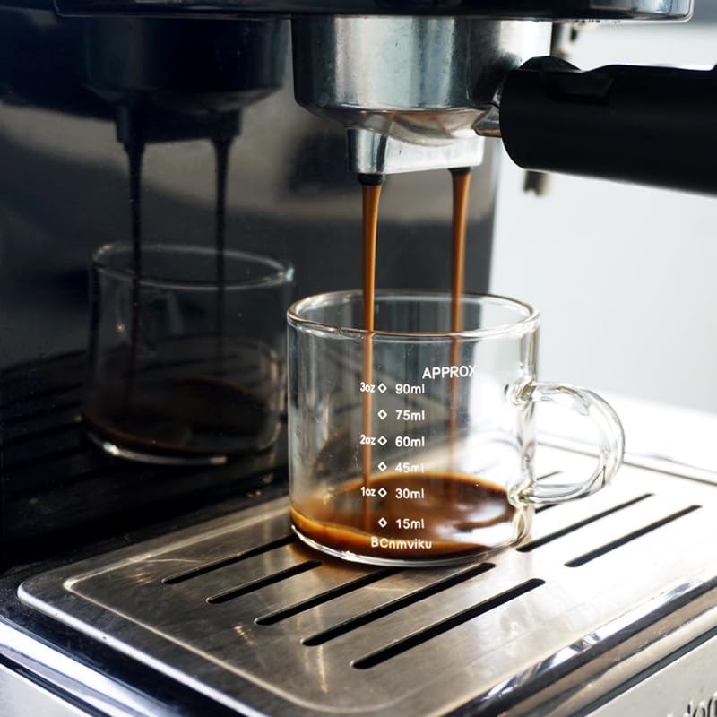 BCnmviku Verres à Expresso 250 Ml Avec Bec Doseur Et Poignée Bois - Idéal Café Latte Jus Thé