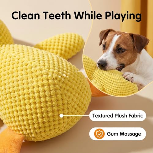 Calming Duck Toy for Dog Squeaky Interactive Plush Toy Quack-Quack Chew Toy Soft Stuffed Calming Yellow Duck Toy for Anxious Dogs Pet Calming Pillow For Puppies Small Medium Dogs (2Pcs Duck) - Image 6