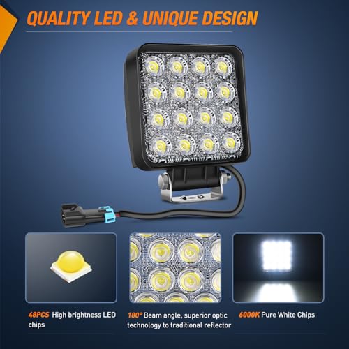 Image of Nilight Ranger Backup Light 48W Flood Reverse Rear Lights Tractor LED Pod Lighting Plug and Play Kit Compatible with Polaris Ranger 1000 XP Crew 2018 2019 2020 2021 2022 2023 2024