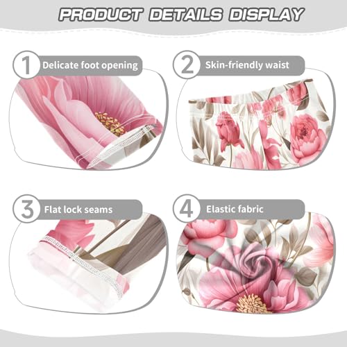 Toddler Girls Leggings Printed Yoga Pants Leggings Brown Leaves Pink Flower for Kids3