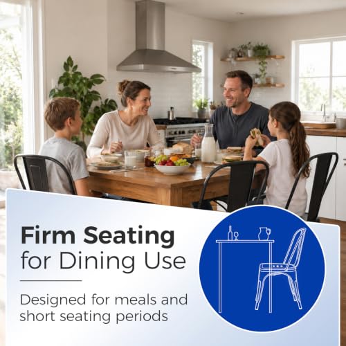 Image of Metal Dining Chairs with Backrest, Stackable, Blue, 8 Pack