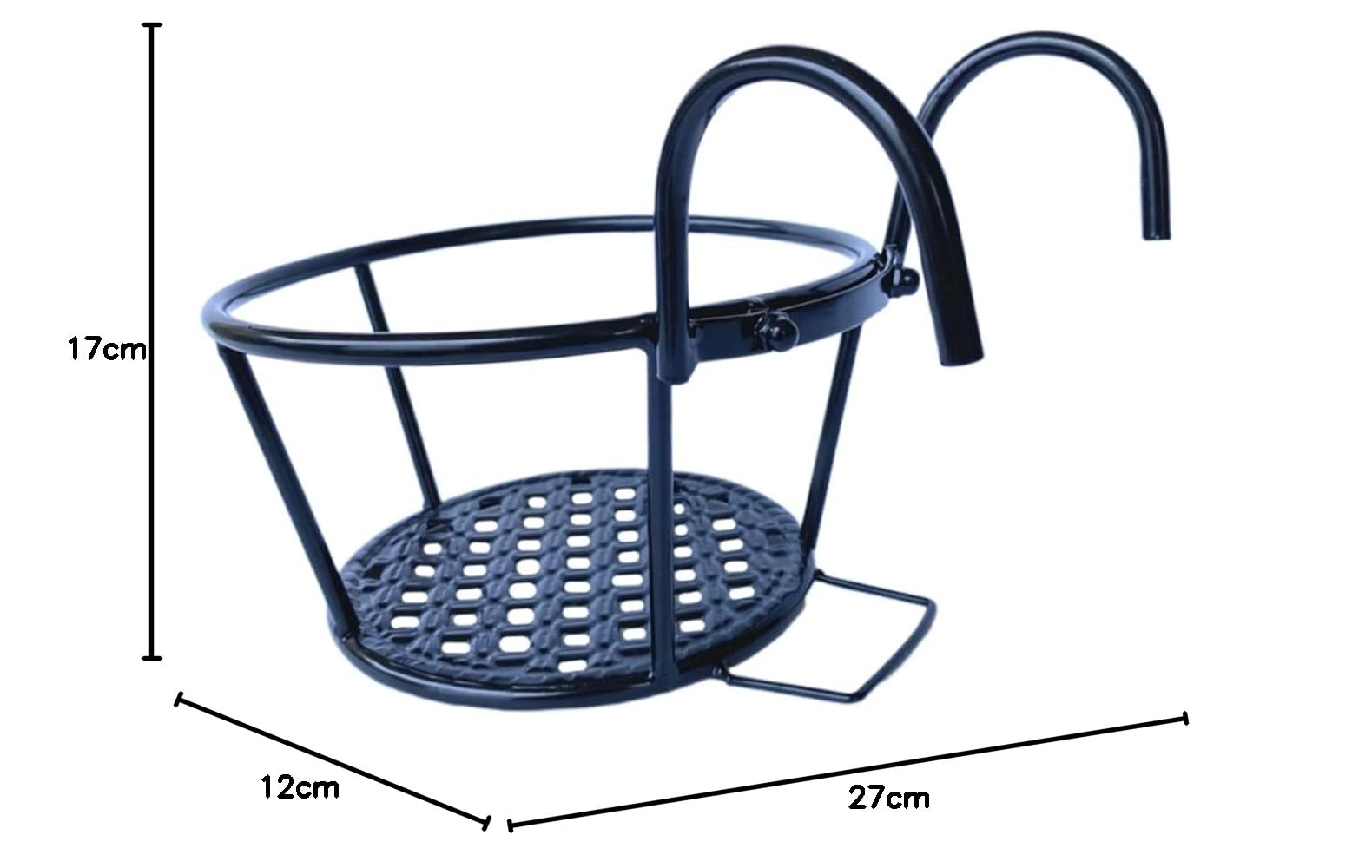1 pieza soporte de maceta extraíble de hierro forjado estante colgante para balcón, jardín y terraza, soporte para plantas para macetas, negro