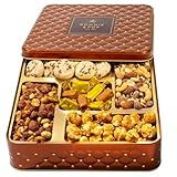Snack Assortment Gift Basket- Cookie and Nuts Gift Tin- Gourmet Treat Variety Present in Keepsake Tray– Gift Idea for Men, Women, Him, Her- Bonnie and Pop