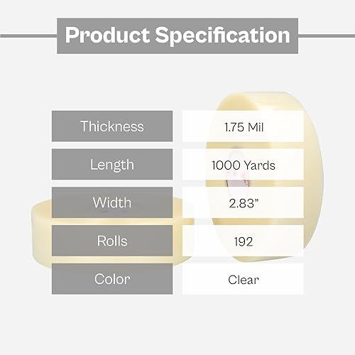 Miniatura 9 de PSBM Cinta de embalaje de longitud de máquina, 3 pulgadas x 1000 yardas, paquete de 8, 1.75 mil de grosor, cinta de embalaje transparente para cajas