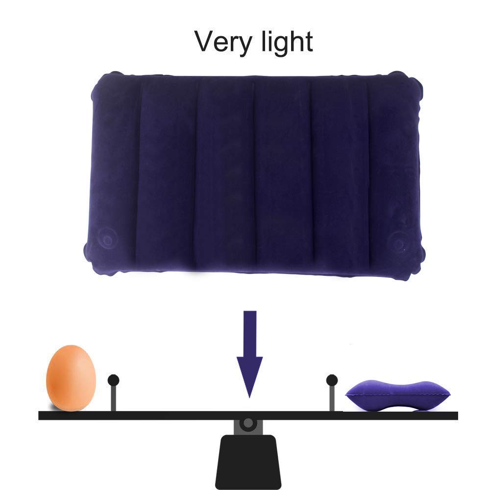 WALBERRIE Velvet Soft Air Inflatable Navy Blue Travel Pillow for Family - Set of 2 2