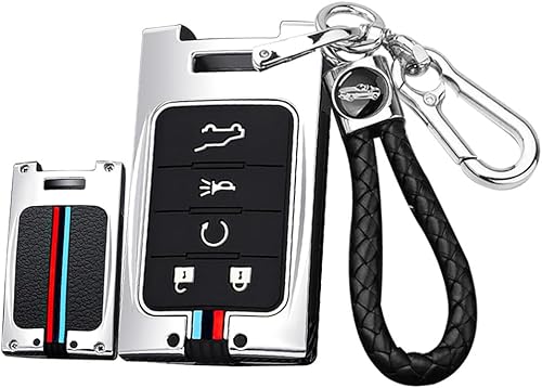 ontto Soporte para llavero para llave inteligente Cadillac, funda de metal para llave de coche con control remoto inteligente, plateado