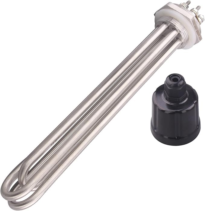 DERNORD Elemento calefactor 220 V 6000 W 1-1/4 pulgadas tipo 3U calentador eléctrico de agua hervida BSP rosca brida de acero inoxidable