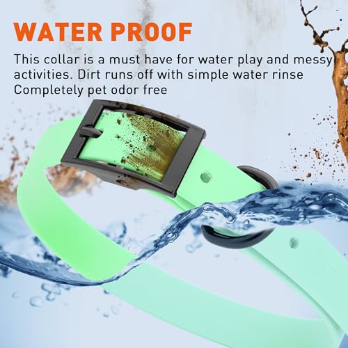 Image of Dogline Biothane Waterproof Dog Collar Strong Coated Nylon Webbing with Black Hardware Odor- Proof for Easy Care Easy to Clean High Performance Fits Small Medium or Large Dogs, Sea Foam Green