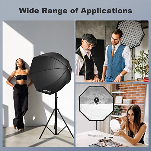Godox 31.5" / 80cm Octagon Reflective Umbrella Soft Box Silver with Carrying Bag Portable Octagon Flash Umbrella Softbox Reflector Octabox for Studio Photography Flash Speed Light