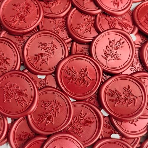 50 Pcs Red Wax Seal Stickers Self- Adhesive Wedding Invitation Seal Stickers, Perfect for Invitation Cards, Envelopes Christmas Cards, Gift Wrapping, Party Menu Decor