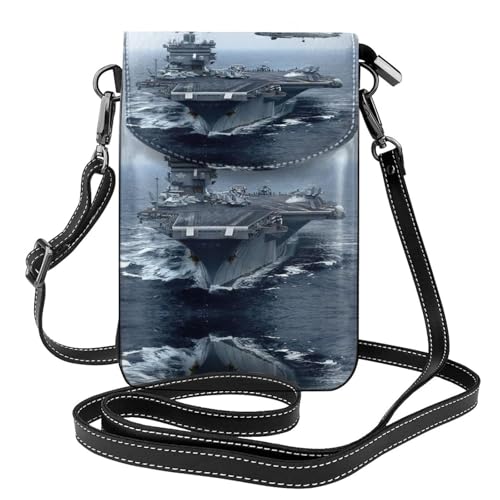 Petit sac à bandoulière imprimé porte-avions pour femme avec fente pour carte