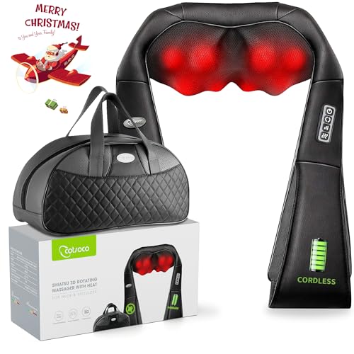 Cotsoco Massaggiatore Cervicale Senza Fili, Shiatsu con Calore, Portatile per Collo e Spalle, con...