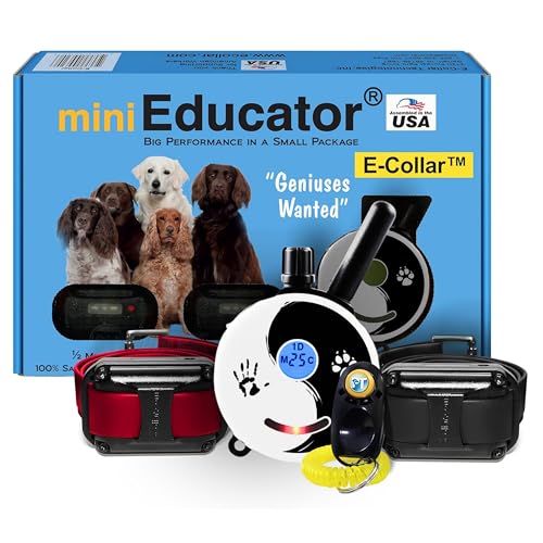 Image of Educator ET-302 Zen Mini E Collar for Dog Training with Remote - 1 /2 Mile Range, Waterproof, 100 Blunt Stimulation Levels, Tone or Vibration Mode, Night Light for Small, Medium & Large Dogs (2 Dogs)