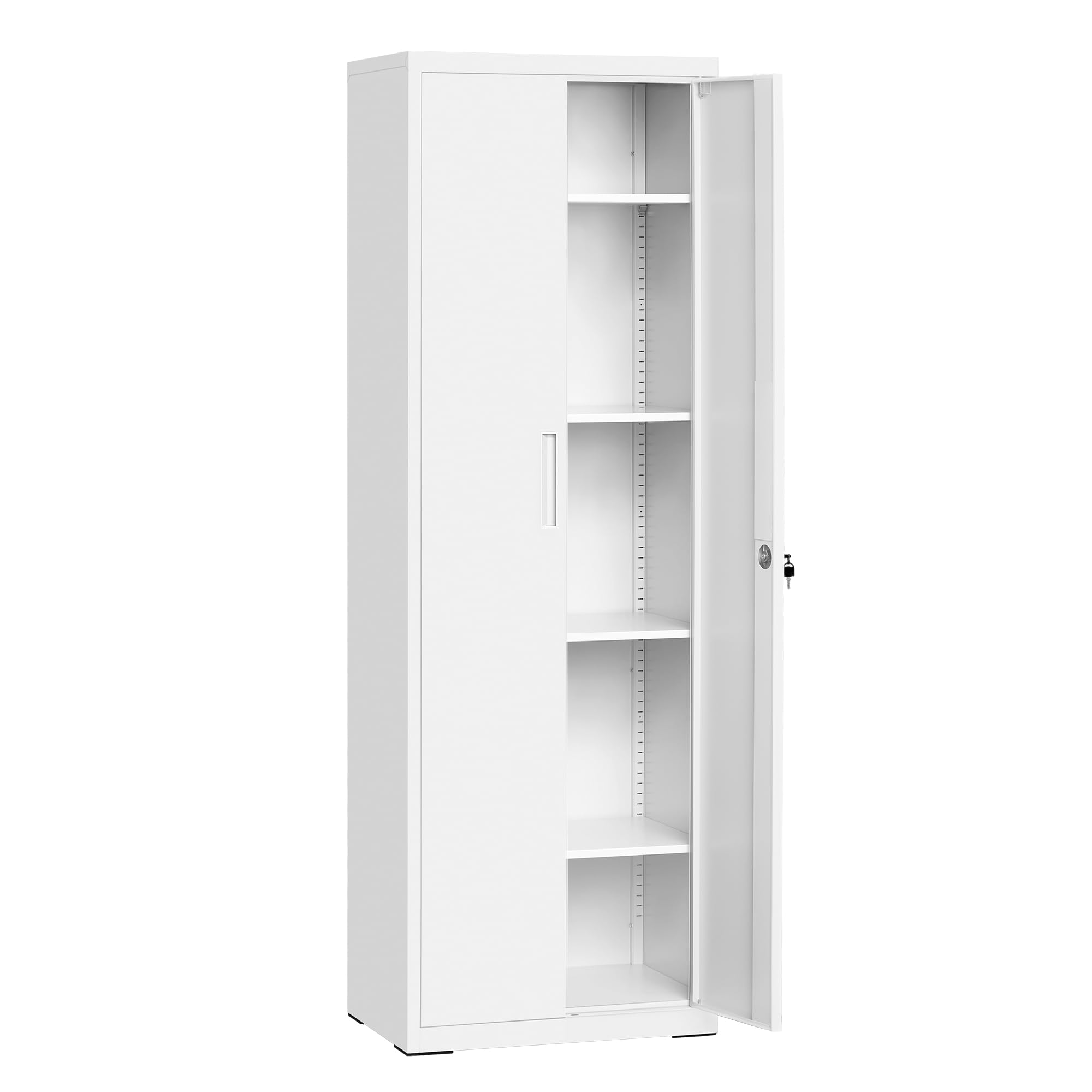SONGMICS Armadietto Garage a 5 Ripiani con 2 Ante, Armadio Ufficio, 40 x 60 x 180 cm, 1 Serratura, Ripiani Regolabili, Armadio Metallo, Bianco Opaco OMC014W01 60l cm Bianco Opaco