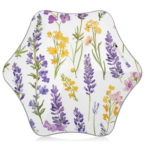 Yuiboo Romania - Paraguas para niños, diseño de flores de verano, para lluvia, sol y viento, con tira reflectante, paraguas reflectante para niños con mango de gancho de fácil agarre para niños y