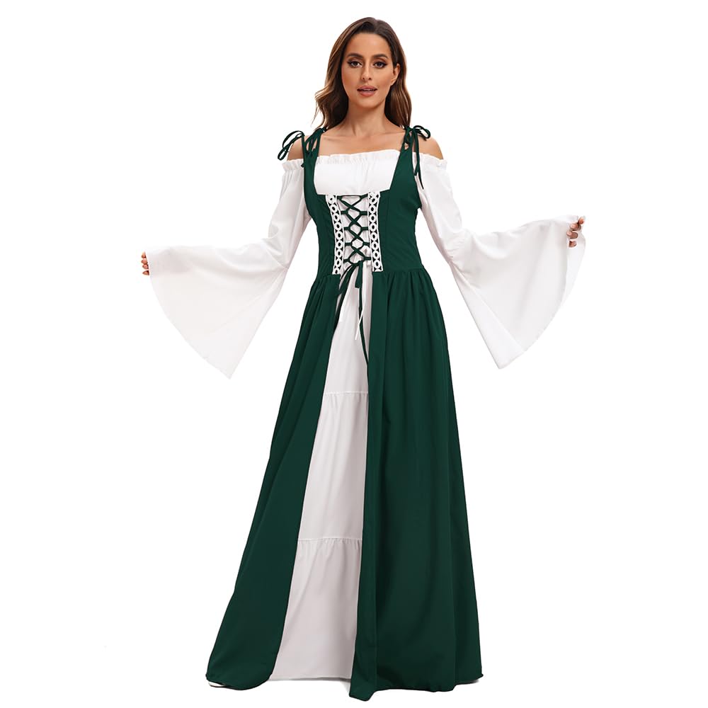 Gammify Women's Medieval Dress Renaissance Costume Victorian Queen Dress Princess Dresses Costume Trumpet Gothic Sleeves Maxi Dress - Image 2