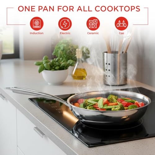 Vinod SAS Pro Platinum Triply Stainless Steel Hybrid Non Stick Frypan 22 cm, 1.7 LTR | Etched Hexa Design Stick-Free Surface | Healthy Cooking |... - Image 6