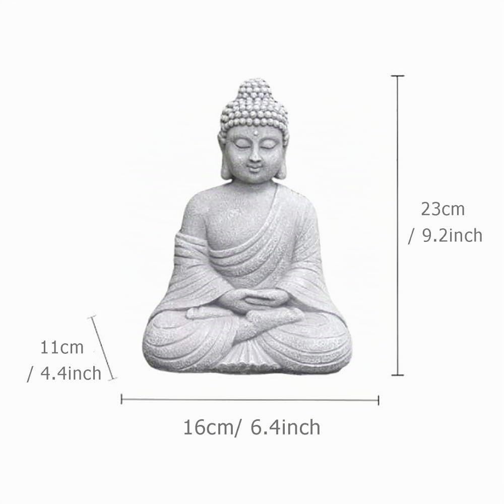 Adorno de jardín Sentado Buda Zen Estatua de Interior al Aire Libre Resina Decoración para el hogar 23cm