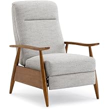 Terni Wood Arm Push Back Recliner in Sea Oat Beige Performance Fabric