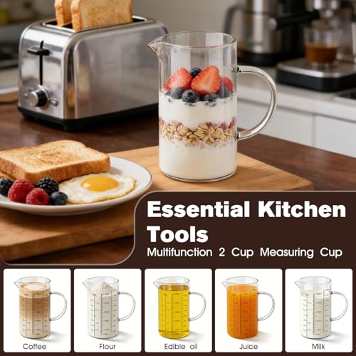 Vaso medidor de vidrio 18 oz con asa y pico en V miniatura 6