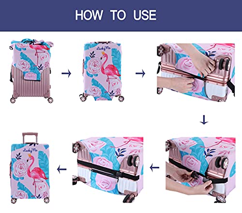 Image of LEAFOREST Spandex Elastic Water Resistant Protective Travel Suitcase Cover Fits 19-32 Inch, Flamingo, M, Modern