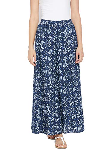 Image of PANIT Navy Blue Printed Cotton Palazzo