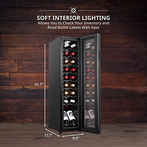 Ivation 18 Bottle Compressor Wine Cooler Refrigerator w/Lock | Large Freestanding Wine Cellar For Red, White, Champagne or Sparkling Wine | 41f-64f Digital Temperature Control Fridge Glass Door Black - Image 4