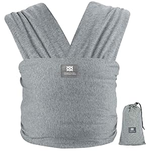 Bebamour Baby Carrier Newborn All in 1 Stretchy Baby Carrier Sling for 0-16KG Cotton Baby Carrier Wrap Baby Sling, Grey