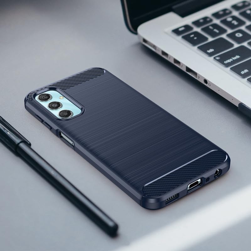 Image of Flexible Back Case Cover for Samsung Galaxy M34 5G / F34 5G - Blue (Carbon Fibre)