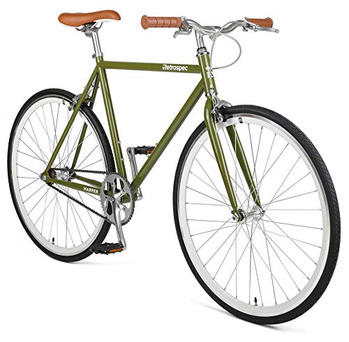 Retrospec Harper Single-Speed Fixed Gear Urban Commuter Bike, 60cm, xl, Retrospec Sage Green
