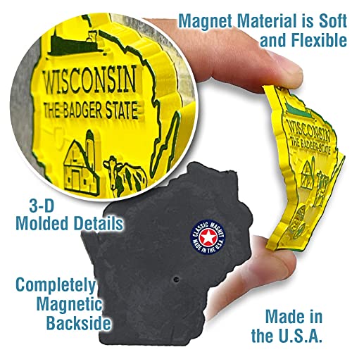 Imán decorativo Wisconsin de goma 1.9" x 2" miniatura 3