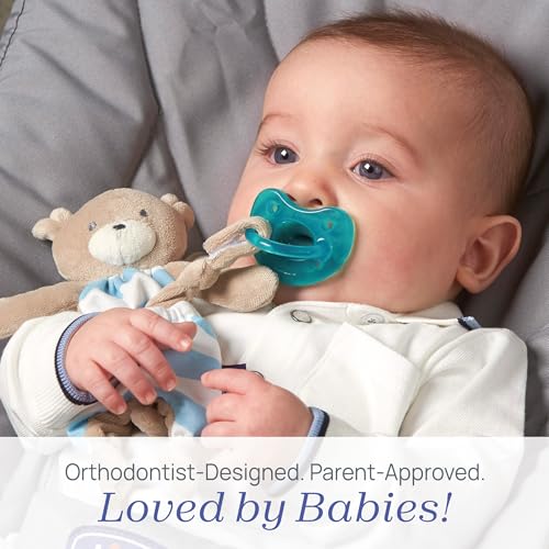 Image of Chicco PhysioForma Orthodontic Pacifier for Babies 6-16 Months, 100% Soft Silicone, BPA Free & Breathing Support, 2-Pack with Sterilizing Case, Blue /Green