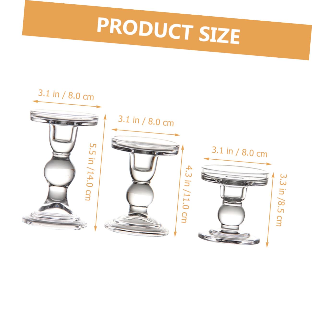 3 Stück 3 teiliges Glas Kerzenhalter Set für Stabkerzen und Teelichter transparente Vintage Säulen Kerzenständer sicherer und Leichter Glasleuchter für Hochzeit Party und