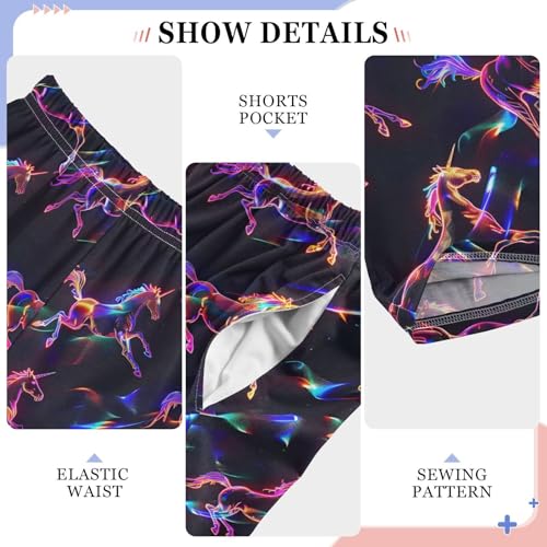 ALAZA Holographic Running Horses Pajamas Bottoms with Pockets Comfy Pjs Sleepwear Elastic Waistband Pajamas Pants Lounge Pants for 6-14 Years4
