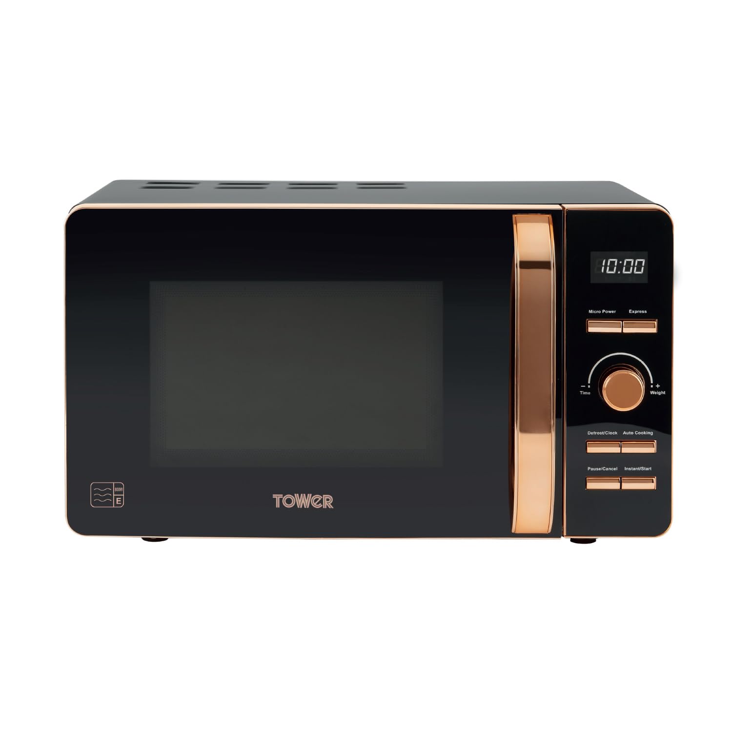 Tower Black Digital Microwave 20L 800W T24021 With Rose Gold Trim