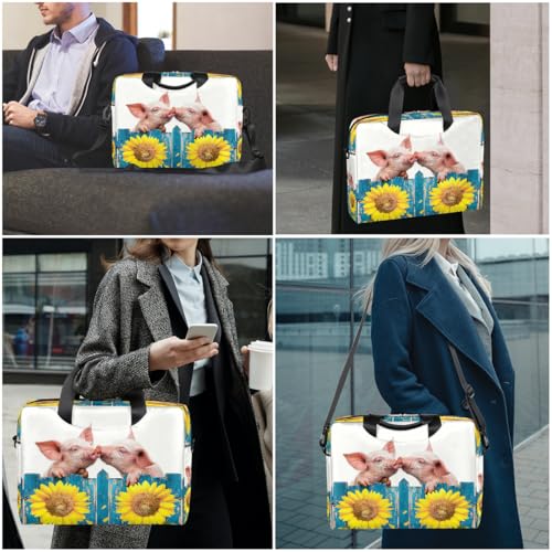Maletín para portátil con diseño de cerditos y girasol 15.6 pulg miniatura 2