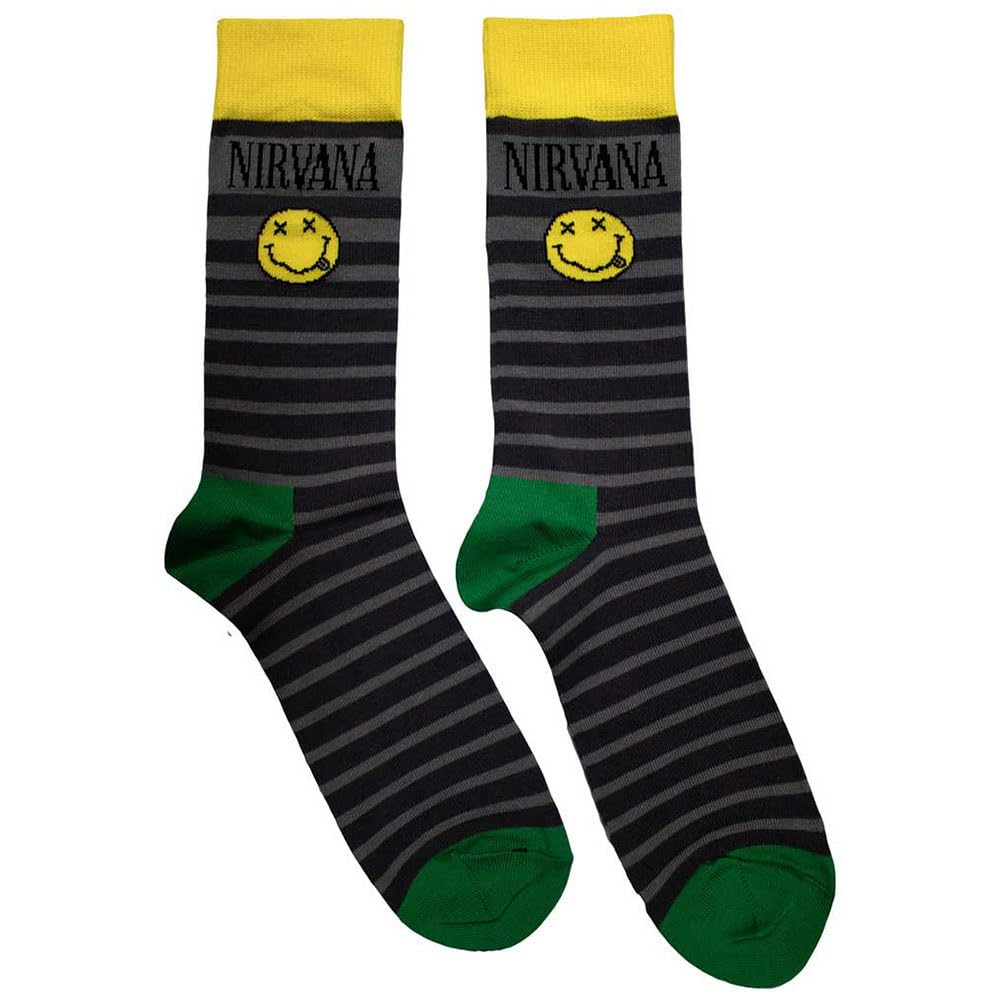 Rock Off officially licensed productsNirvana Yellow Grunge Smile Pattern Ankle Socks Size One Size