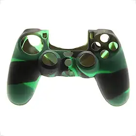 Capa Case Protetora De Silicone Gel Para Controle Playstation 4 Ps4 Cores Camuflada E Lisa (VERDE PRETO)