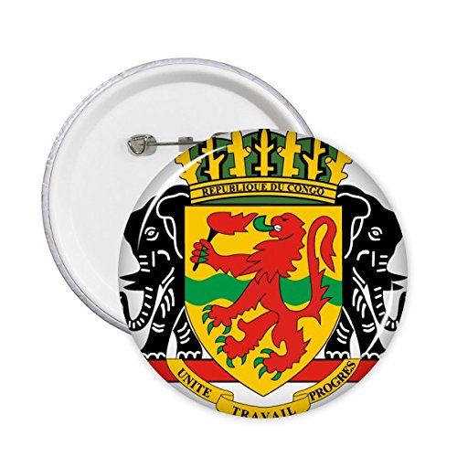 Badge bouton Congo motif national de qualité supérieure lot de 5 pièces L