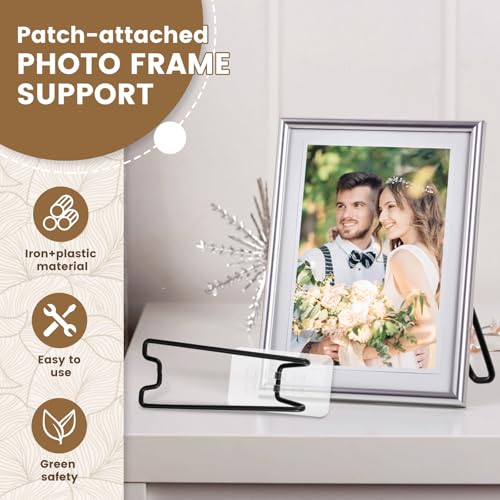 6 Stück Bilderrahmen Halterung mit Selbstklebend, Bilderhaken auch Stand Stehend Metall Tabletop Fotorahmen Halterung für Jede Photo Frame Staffelei