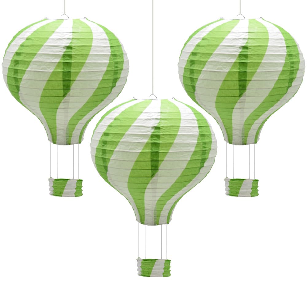 Hocansen Green 3Pcs Hot Air Balloon Paper Lanterns 30Cm Hanging Paper Lantern Lampshade Craft Decoration For Party Home Wedding (Rq-Dl/Green)