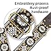 Guitar Strap, Double Cowhide Leather End, Set for Bass/Electric/ukulele/Acoustic Guitars, Vintage Jacquard Adjustable Straps, Free Headstrap and Leather Headband(Embroidered White Flower Gold Vine)