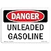 OSHA Danger Sign - Unleaded Gasoline | Vinyl Label Decal | Protect Your Business, Construction Site, Warehouse & Shop Area | Made in The USA, 14